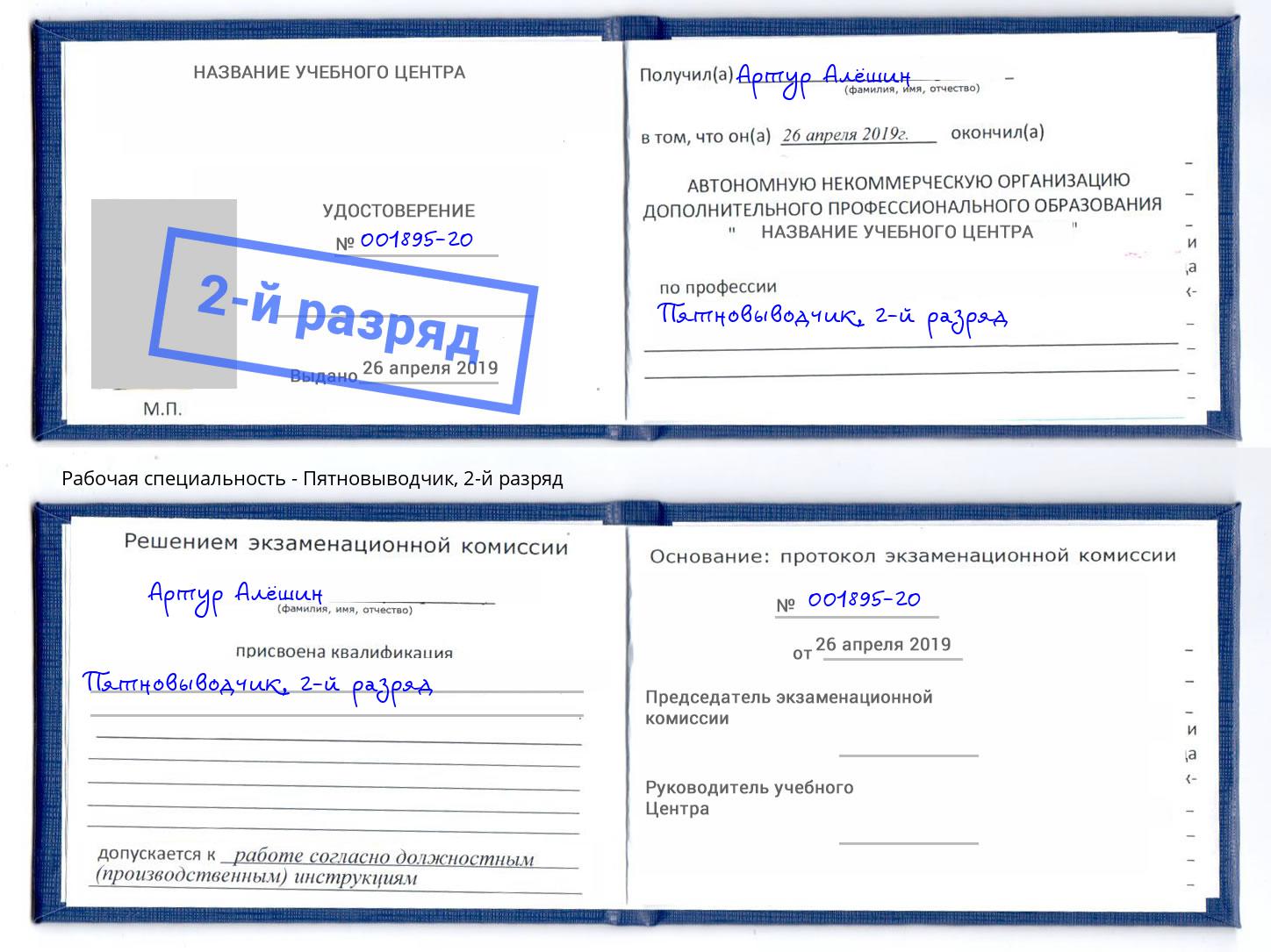 корочка 2-й разряд Пятновыводчик Киржач