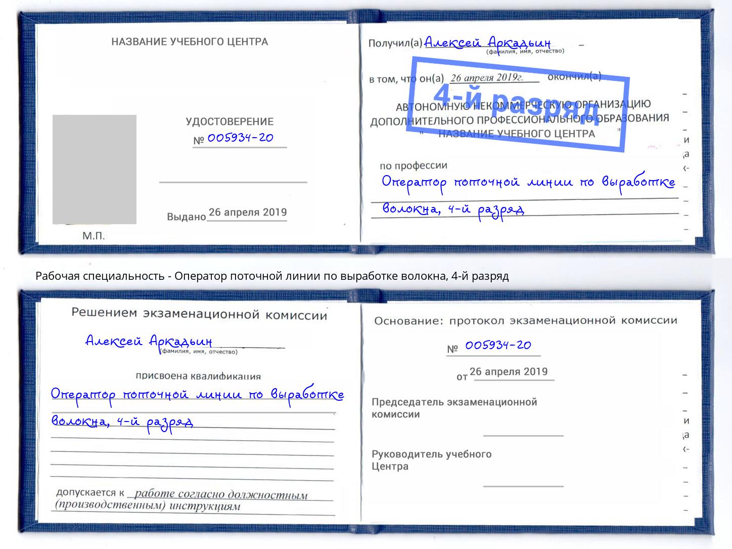 корочка 4-й разряд Оператор поточной линии по выработке волокна Киржач